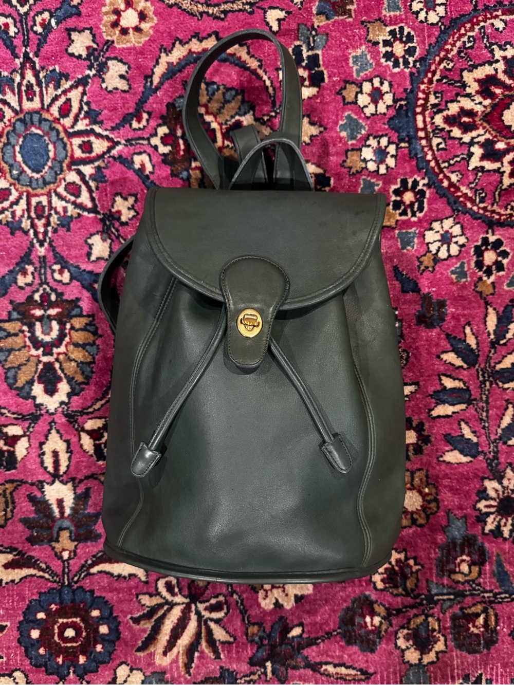 RARE BOTTLE GREEN / NEAR MINT Vintage Coach Classic Backpack (Style 9943)